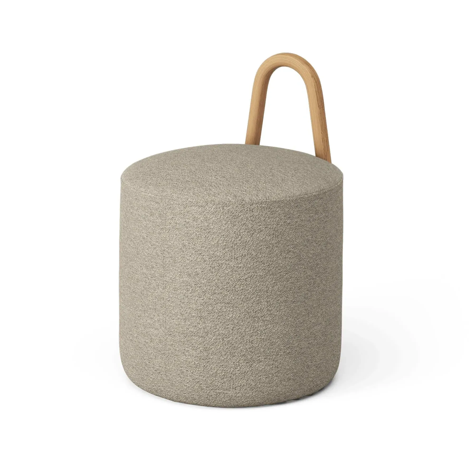 Small Pouf with Steel Frame - Barnum, Oiled Oak