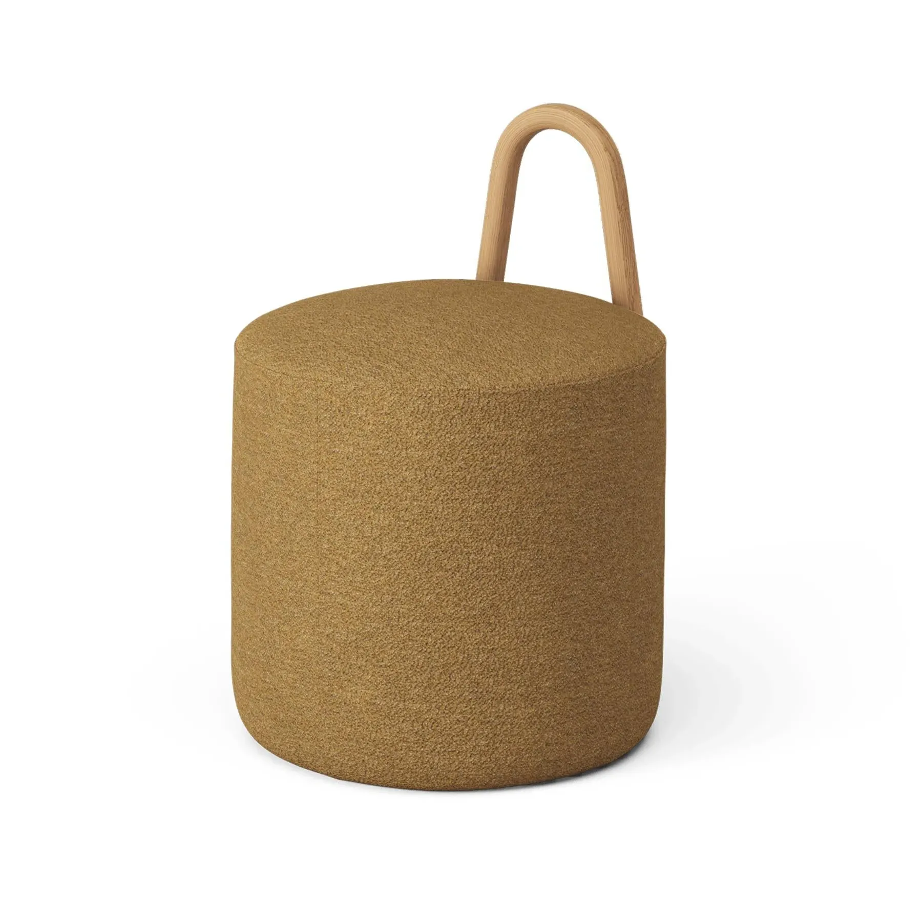 Small Upholstered Pouf with Steel Frame - Oak