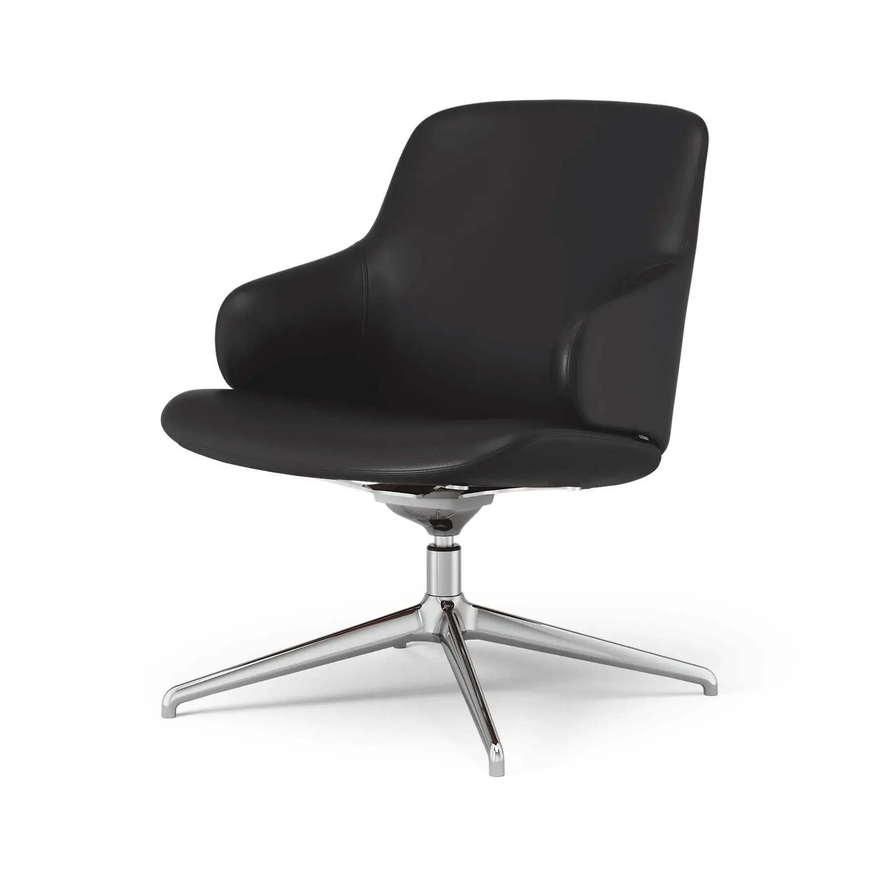 Swivel Easy Chair - Black, Leather image