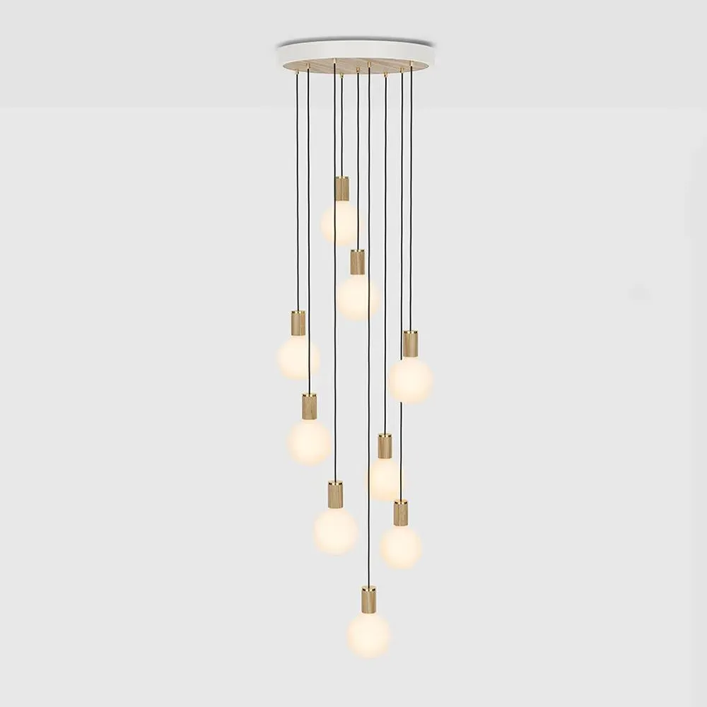 9-Light Cluster Pendant - White, Oak image