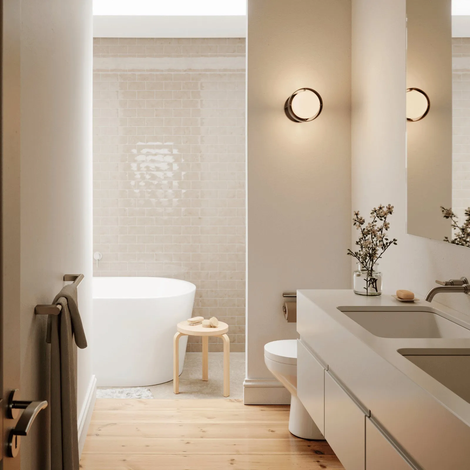 Large Loop Wall Light with Dimmer - Dark Grey