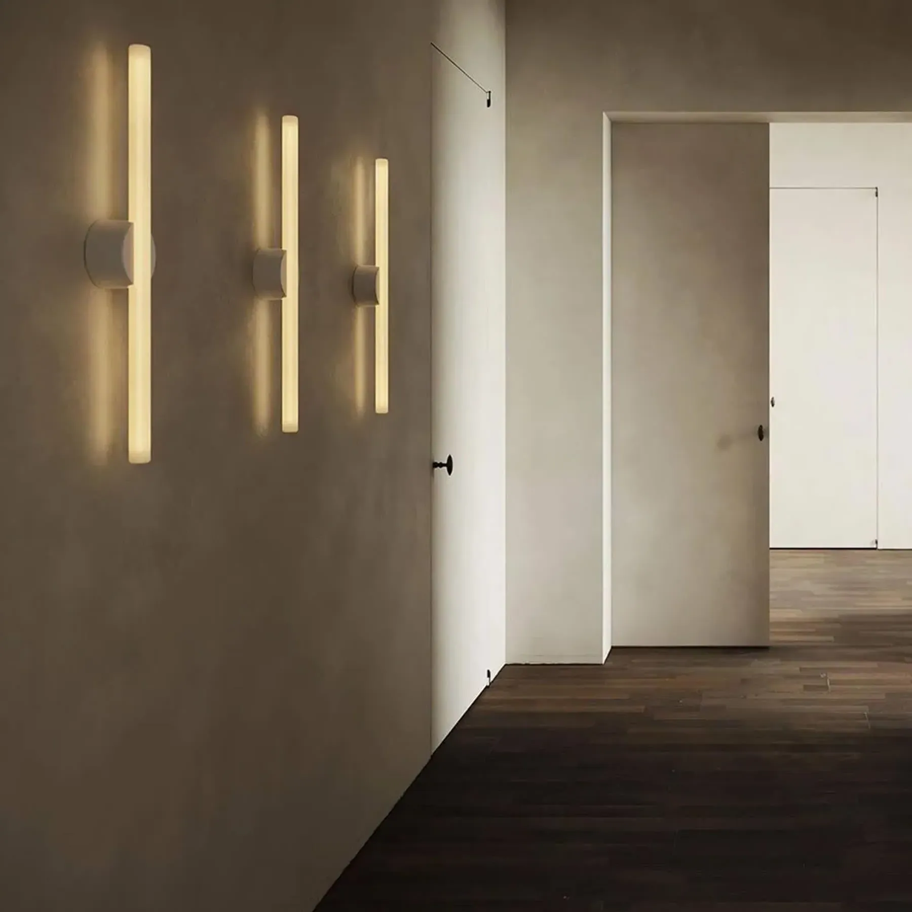 Long Wall Light with Frosted Glass - Brass