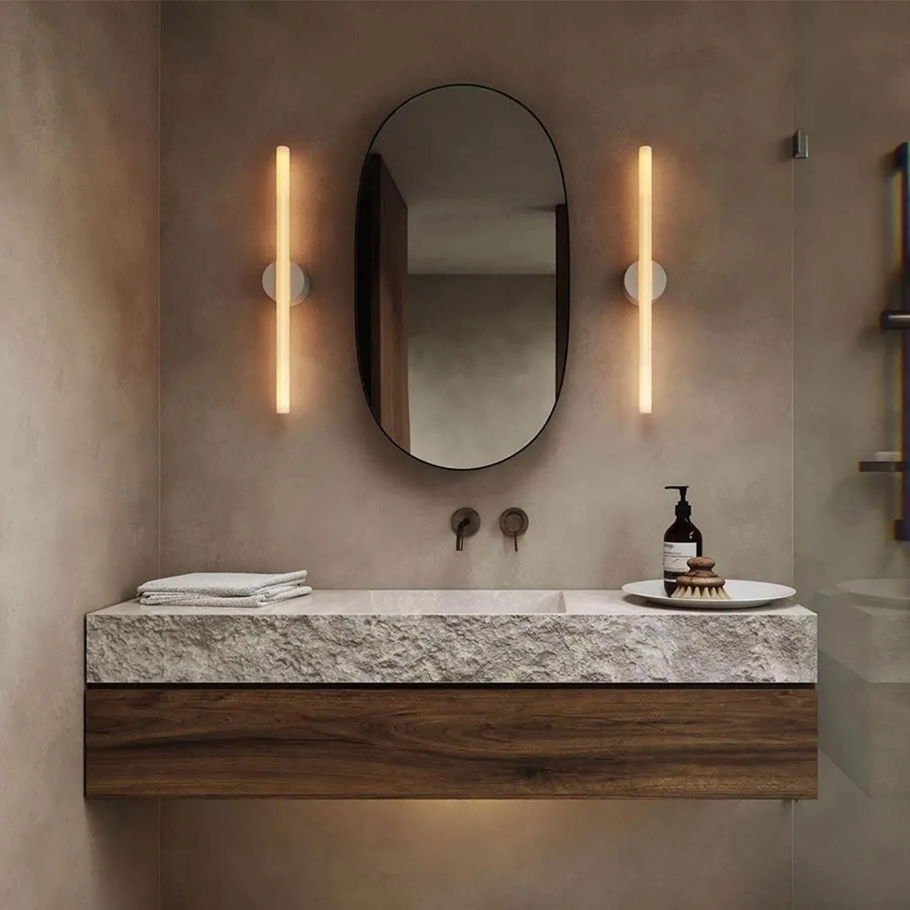 Short Wall Light with Frosted Glass - Dark Grey