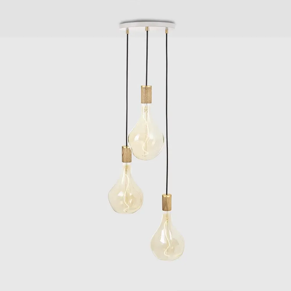 Triple Cluster Pendant Light - Black, Oak