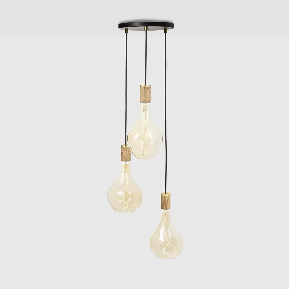 Triple Cluster Pendant Light - Black, Walnut