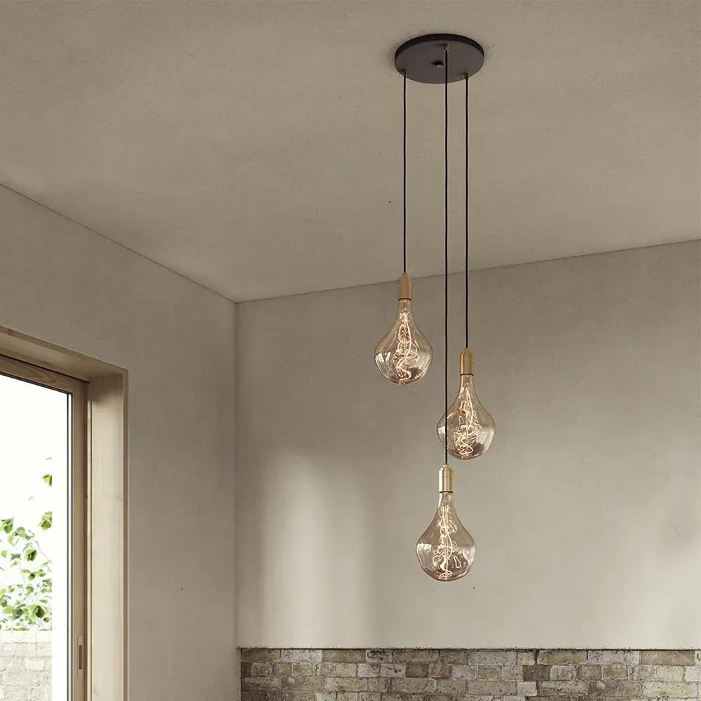 Triple Cluster Pendant Light - White, Oak