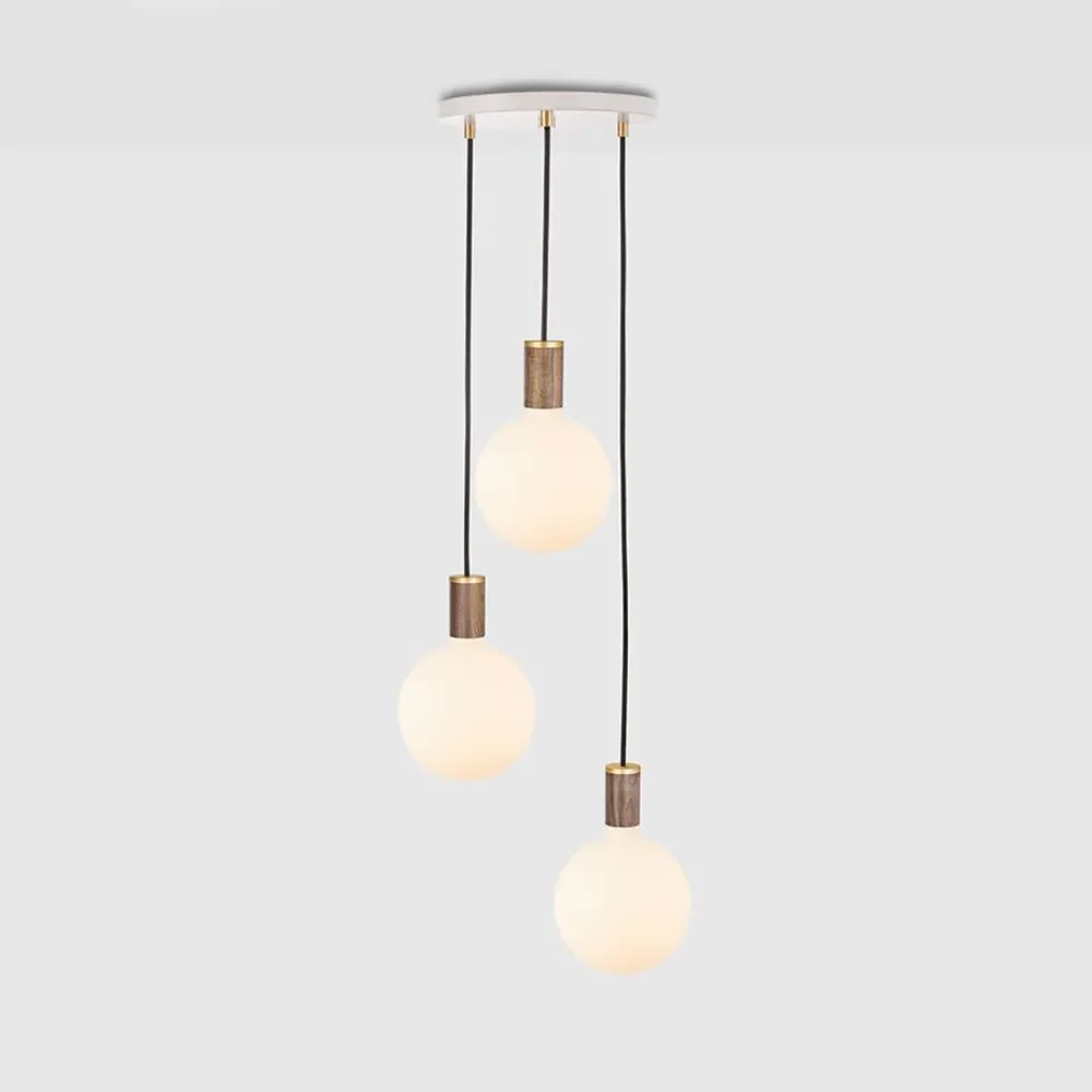 Triple Cluster Pendant Light - White, Walnut