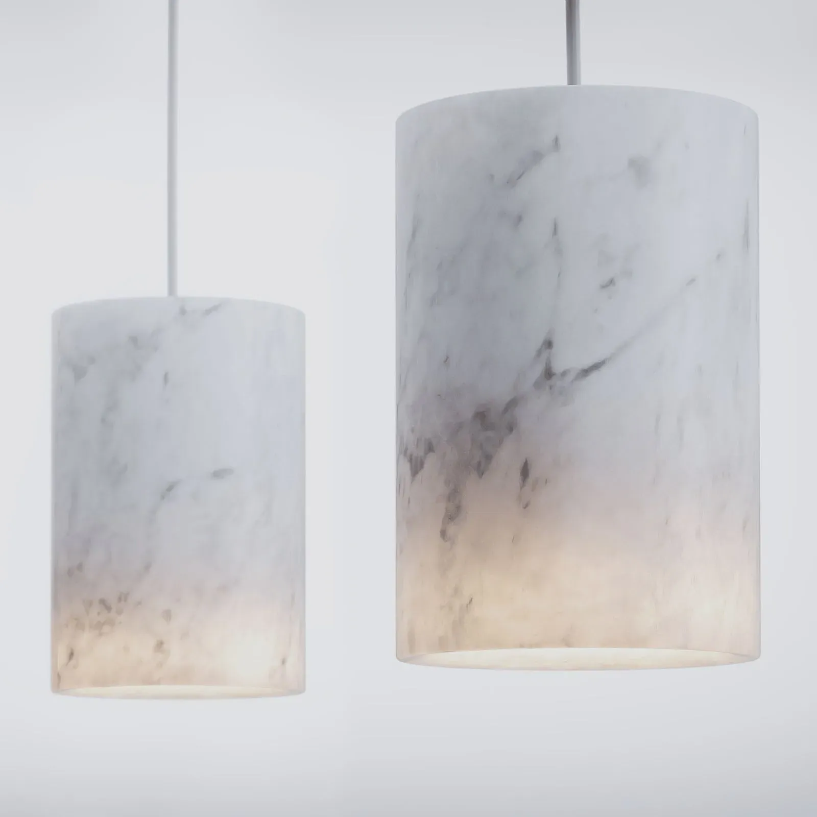 Cylindrical Pendant Light - Carrara Marble