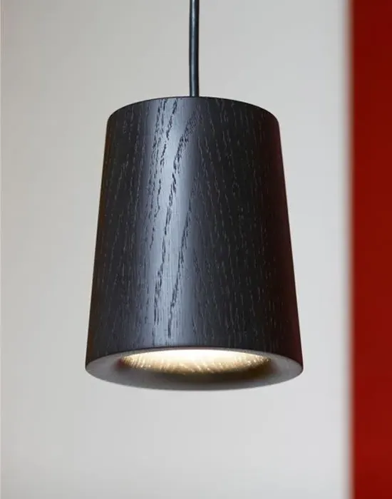 Solid Cone Pendant Light - Black Oak, White