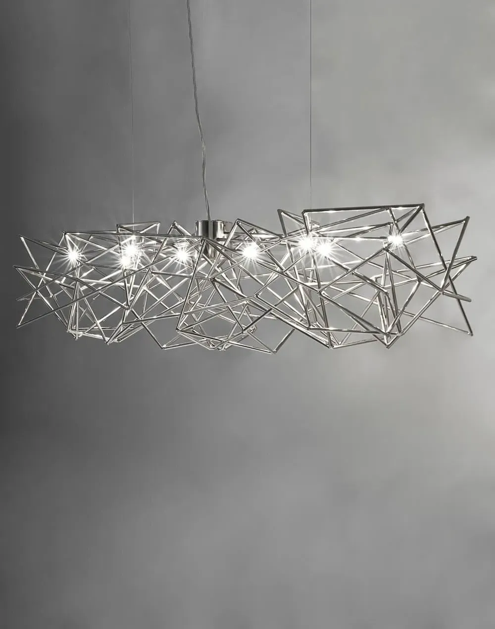 Long Pendant Light with Metal Shafts - Nickel image