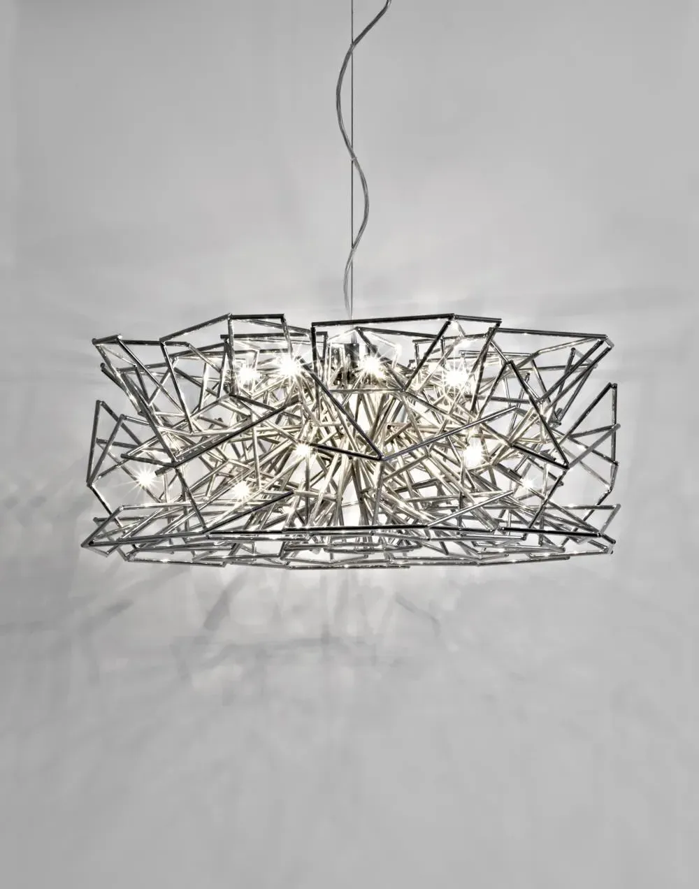 Pendant Light with Metal Shafts - Nickel Plated
