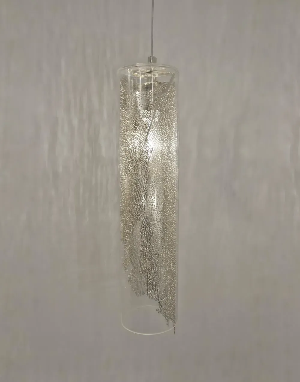 Small Pendant Light - White, Crystal