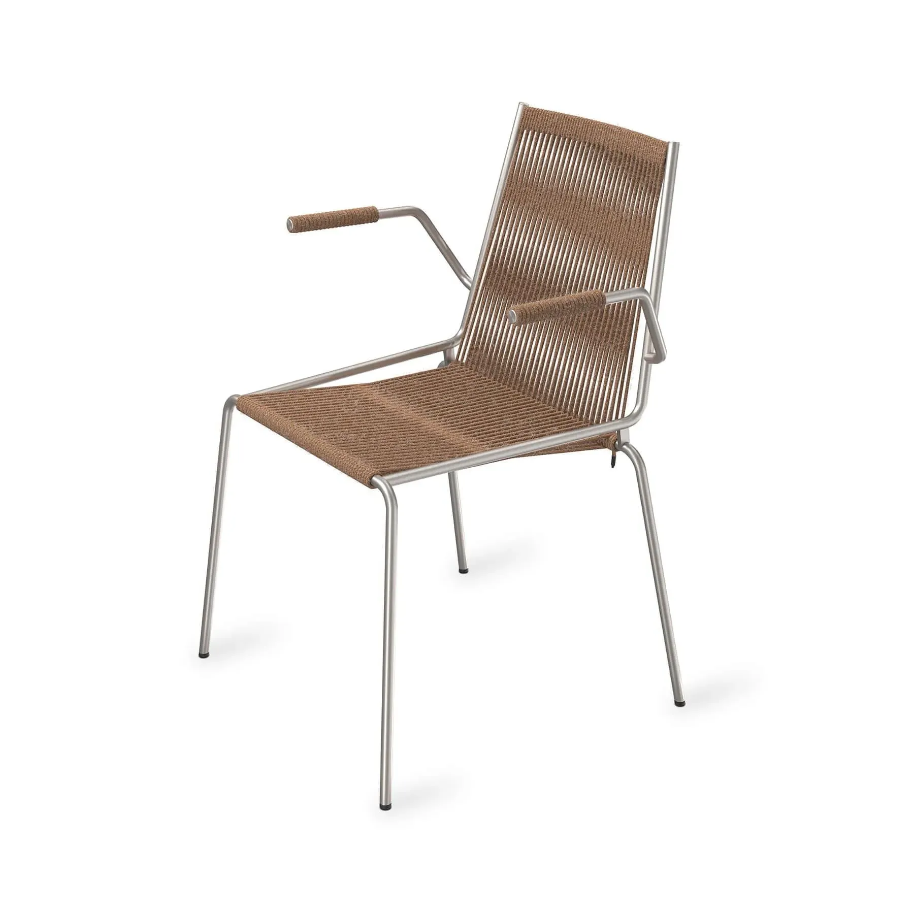 Armchair with Steel Base - Brown, Wool