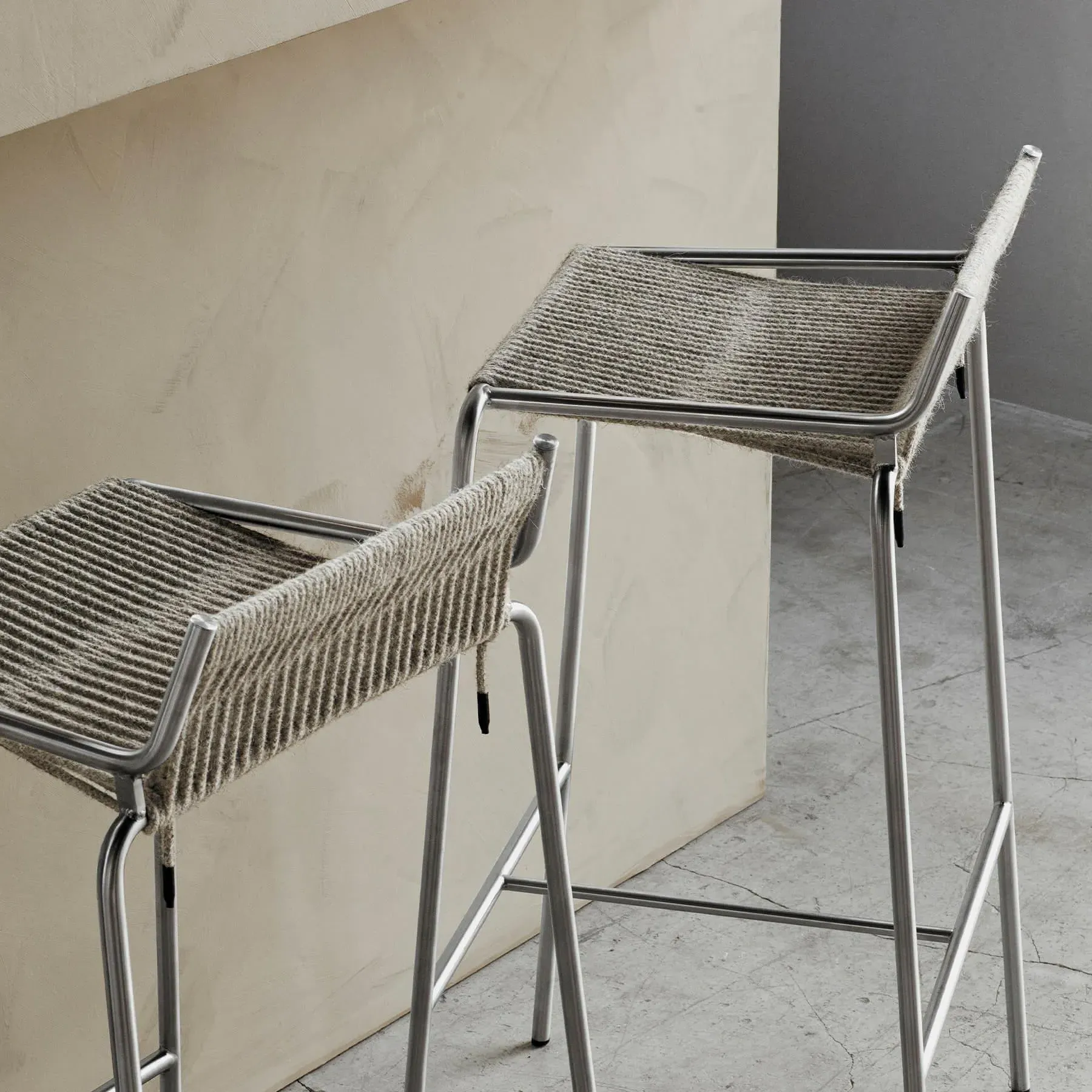 Counter Stool with Upholstery - Dark Grey, Wool