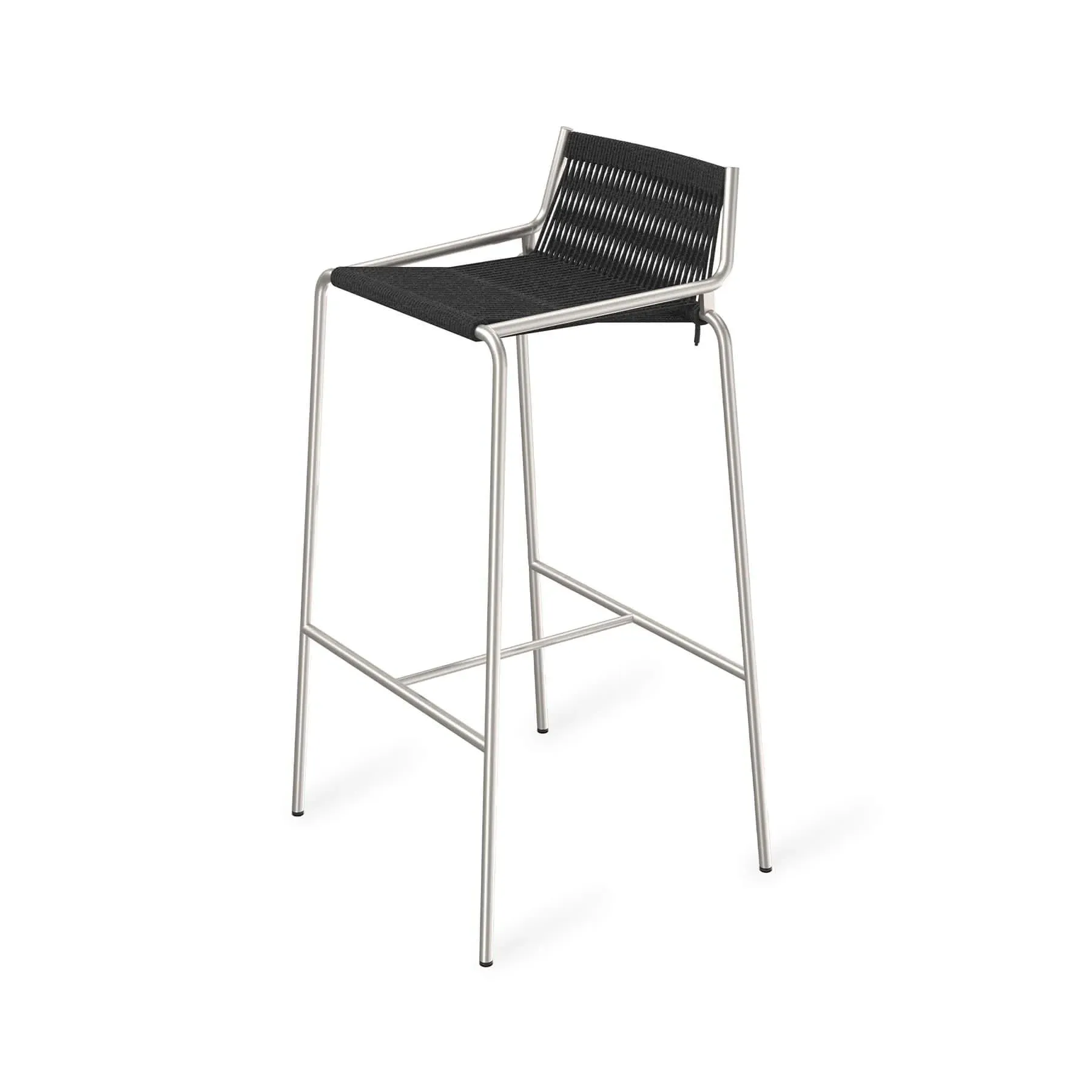 High Bar Stool with Upholstery - Black, Linen