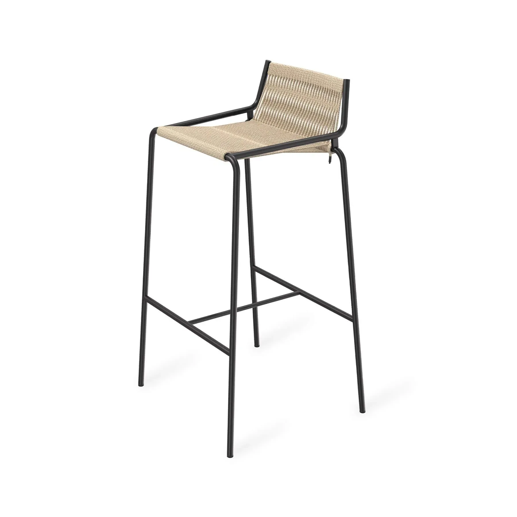 High Bar Stool with Upholstery - Dark Grey, Wool