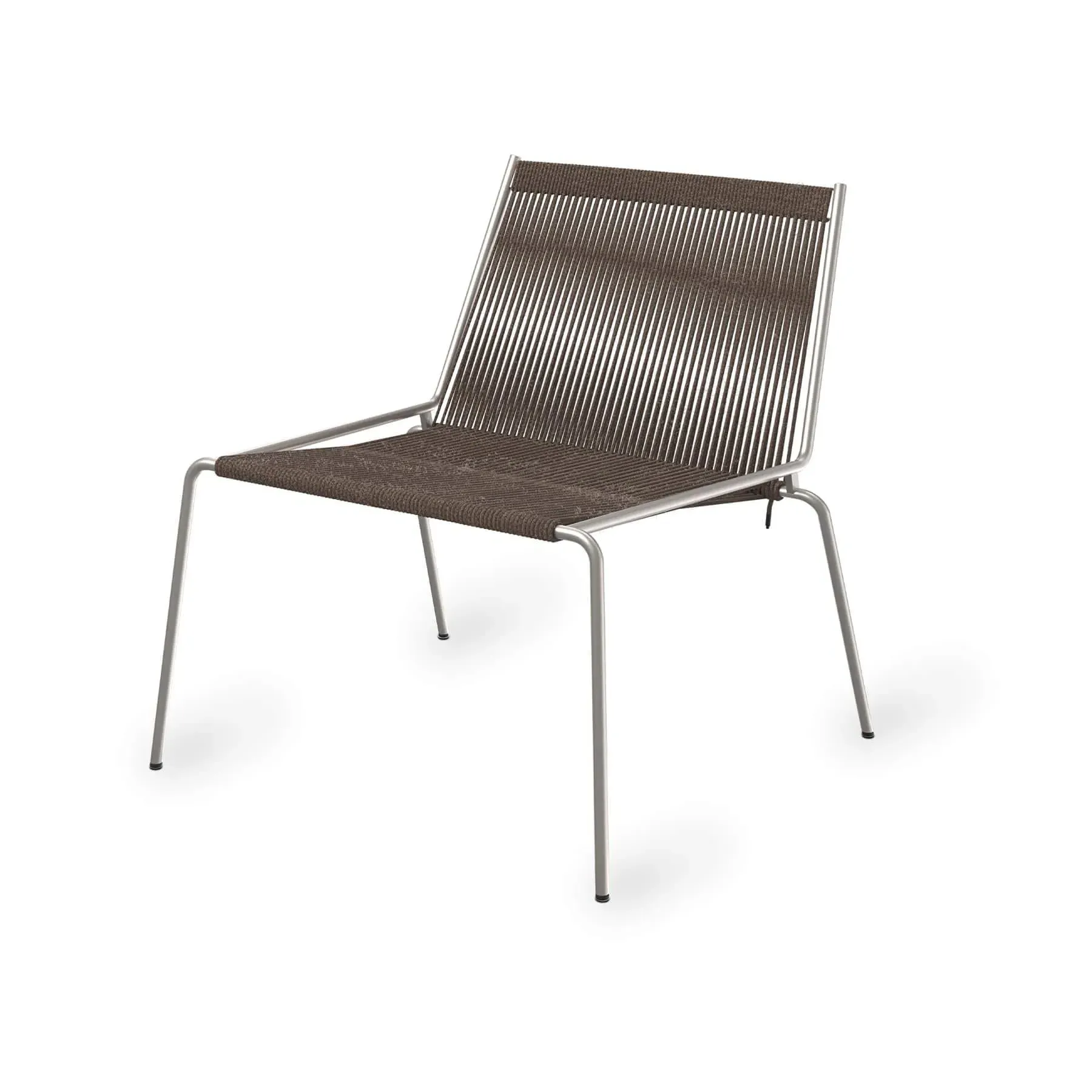 Lounge Chair with Steel Frame - Brown, Wool