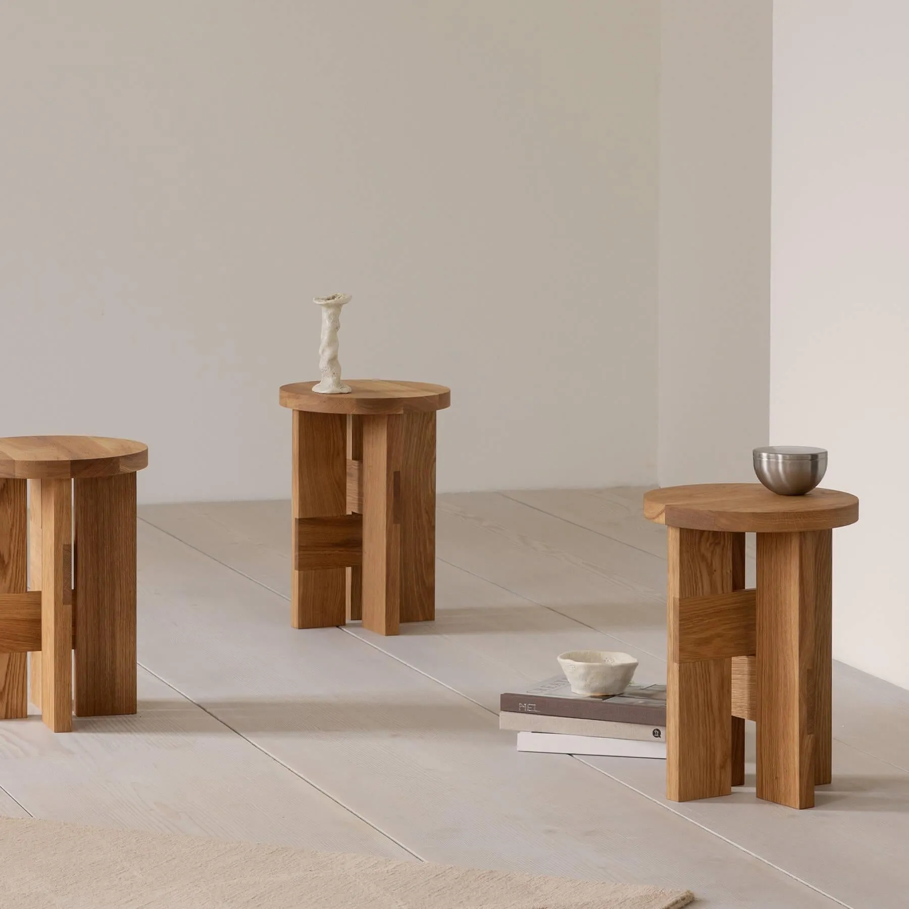 Multi-Purpose Stool & Side Table - Oak, Solid Wood