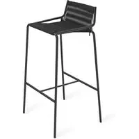 Noel High Bar Stool - Black Linen, Black Steel