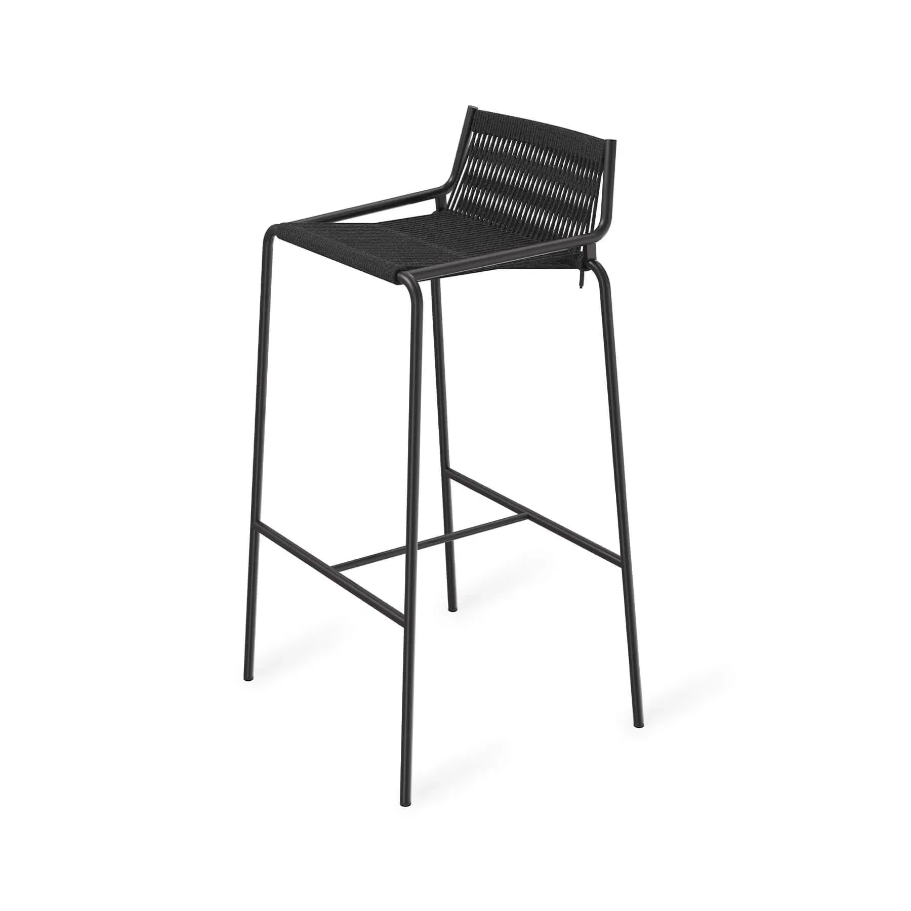 Noel High Bar Stool - Nature Linen, Black Steel