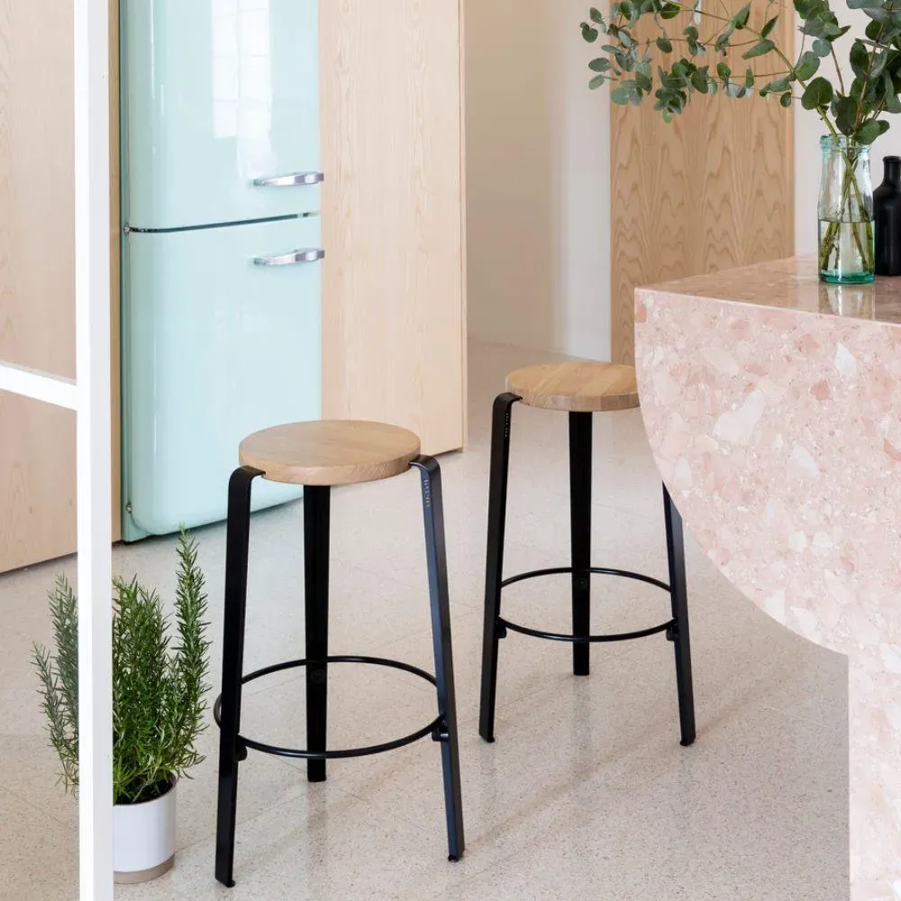 Counter Height Stool Stackable - Green, Oak