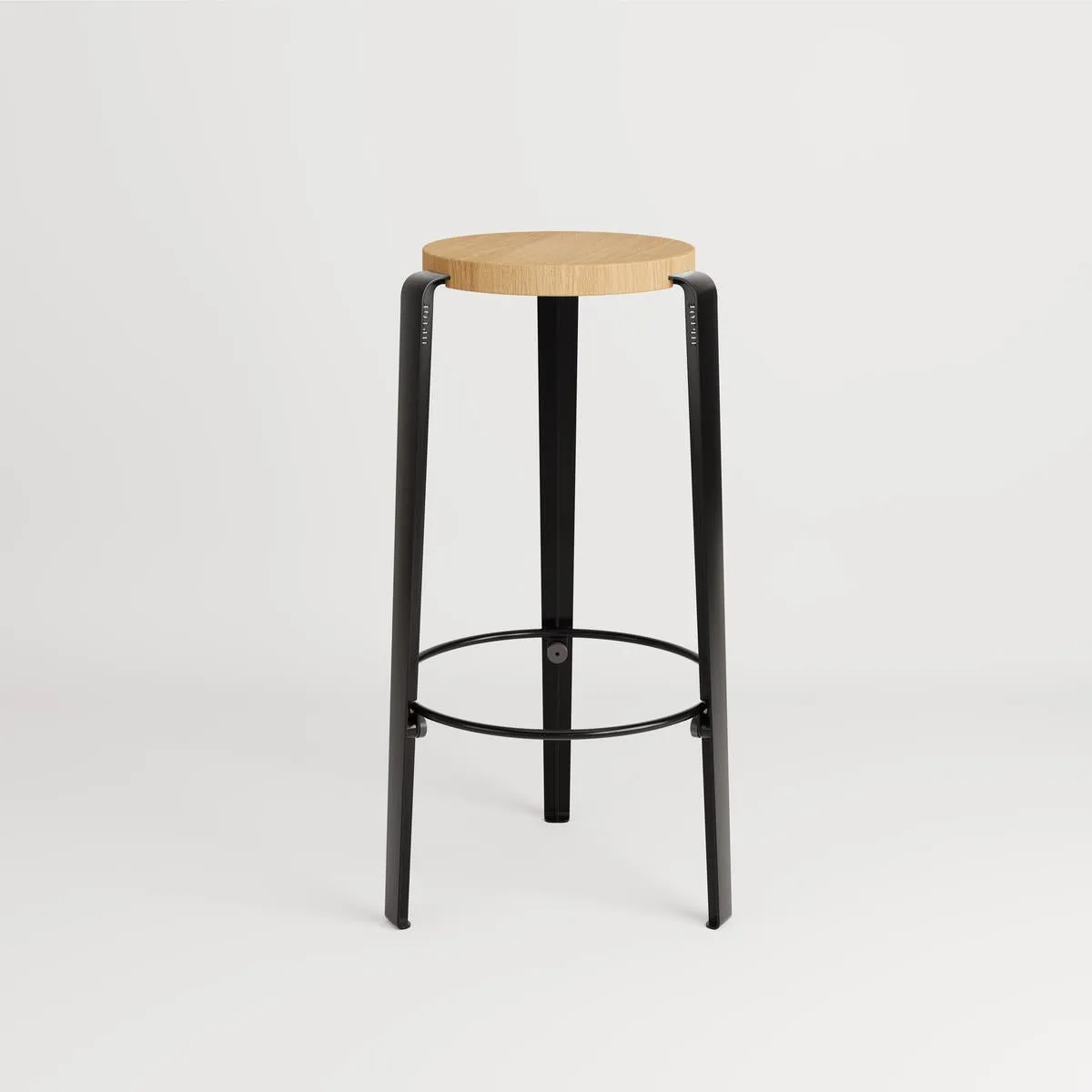 Counter Height Stool with Wooden Seat - Black