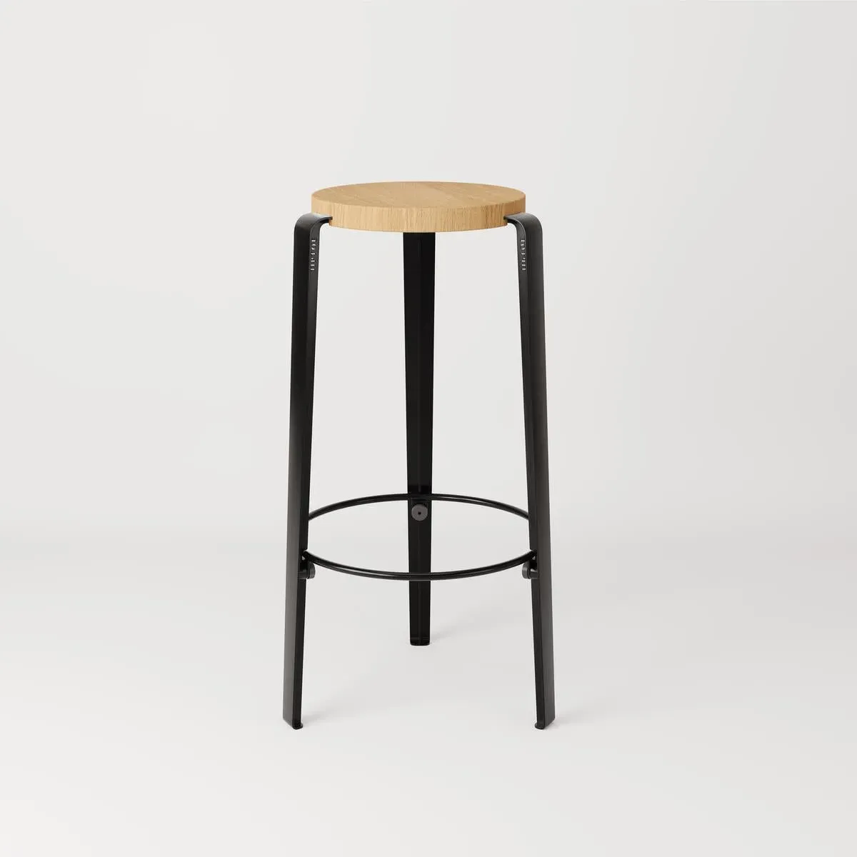 Counter Height Stool with Wooden Seat - Black