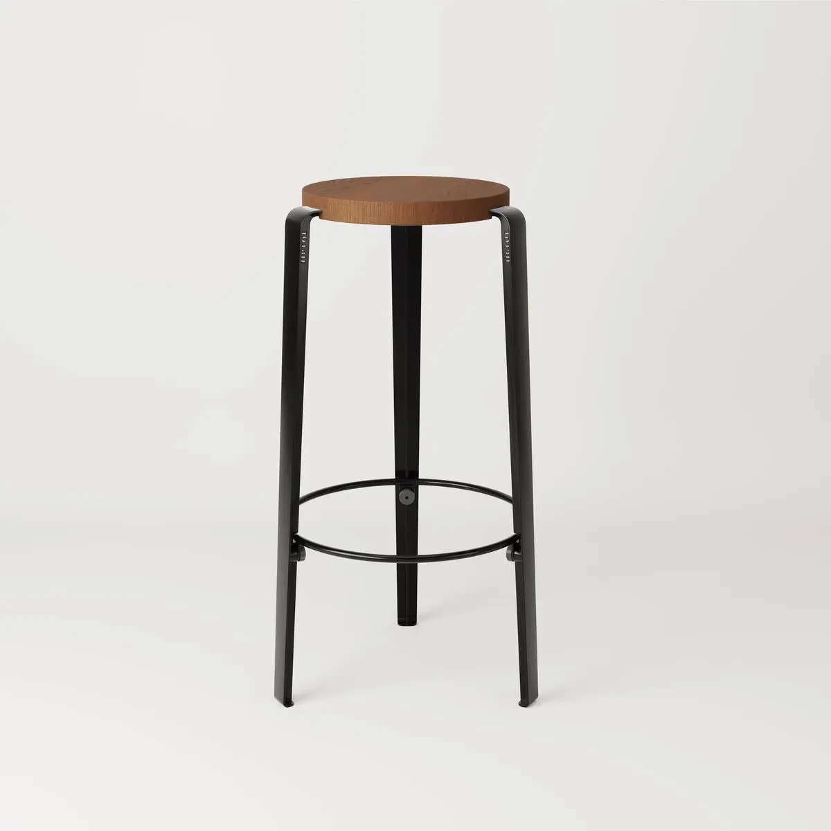 Counter Height Stool with Wooden Seat - Black