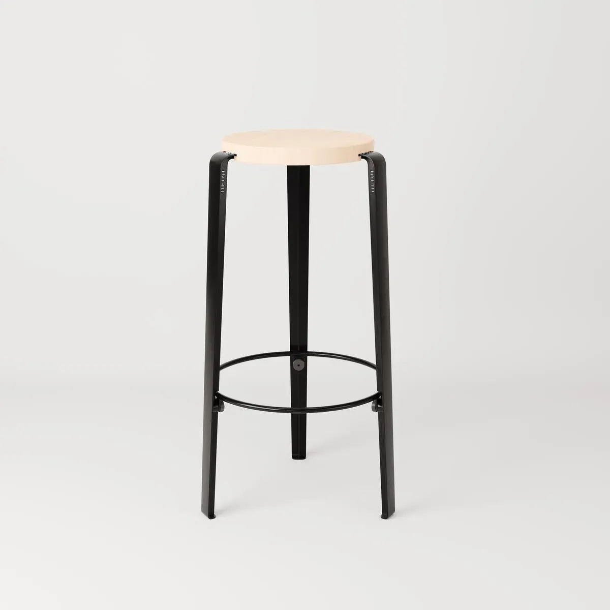 Counter Height Stool with Wooden Seat - Black image