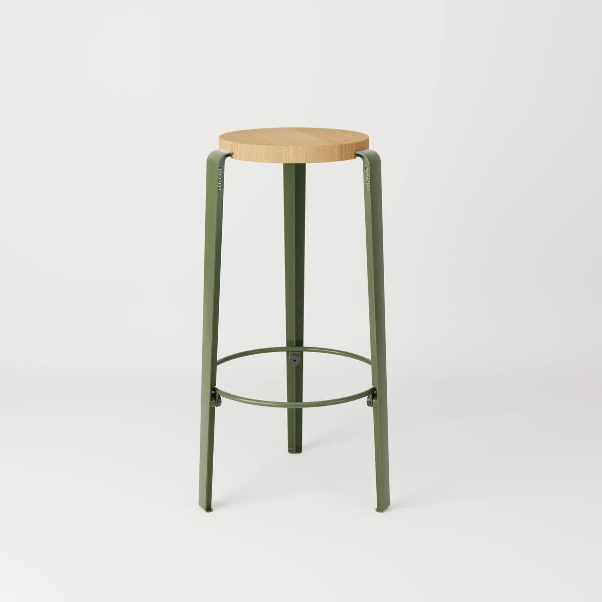 Counter Height Stool with Wooden Seat - Green