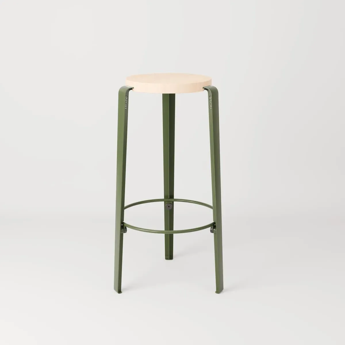 Counter Height Stool with Wooden Seat - Green