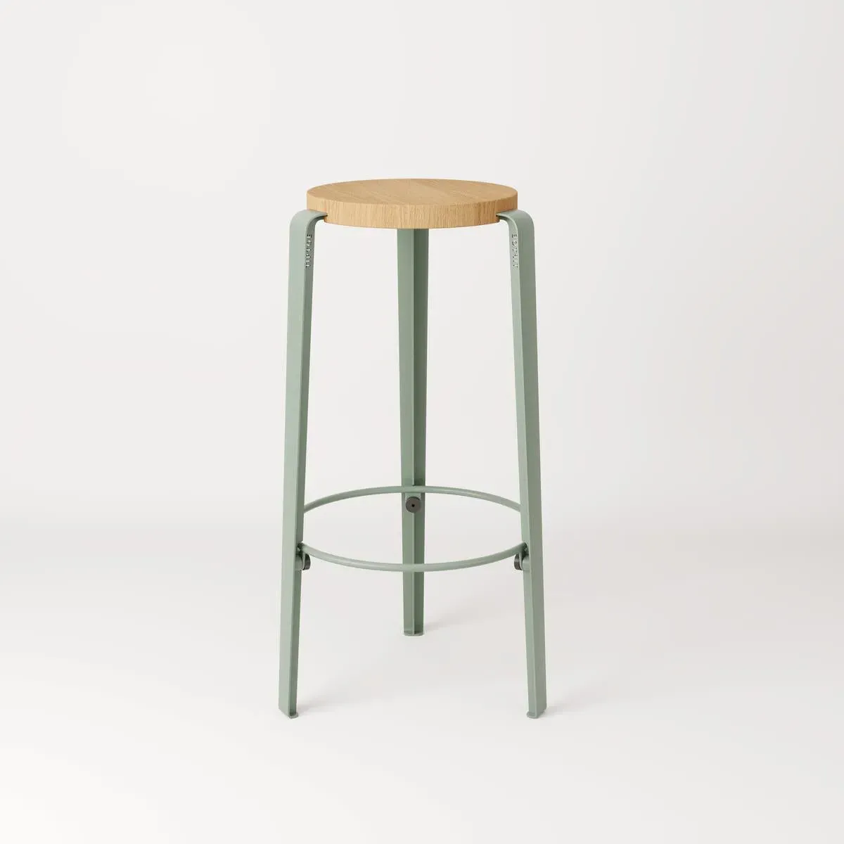 Counter Height Stool with Wooden Seat - Grey