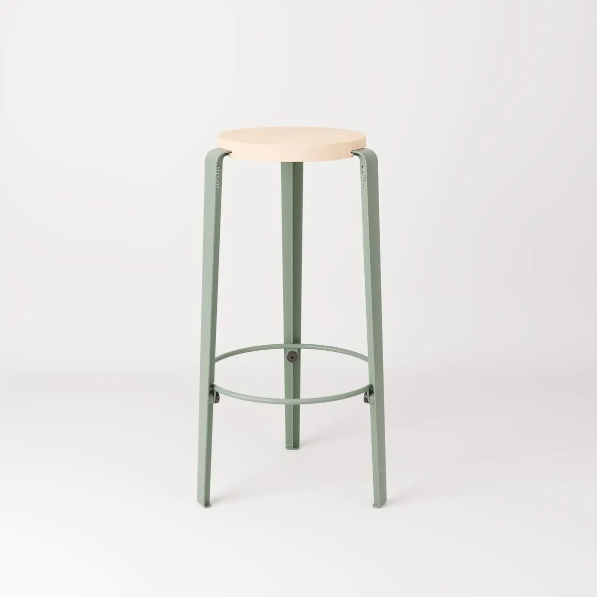 Counter Height Stool with Wooden Seat - Grey