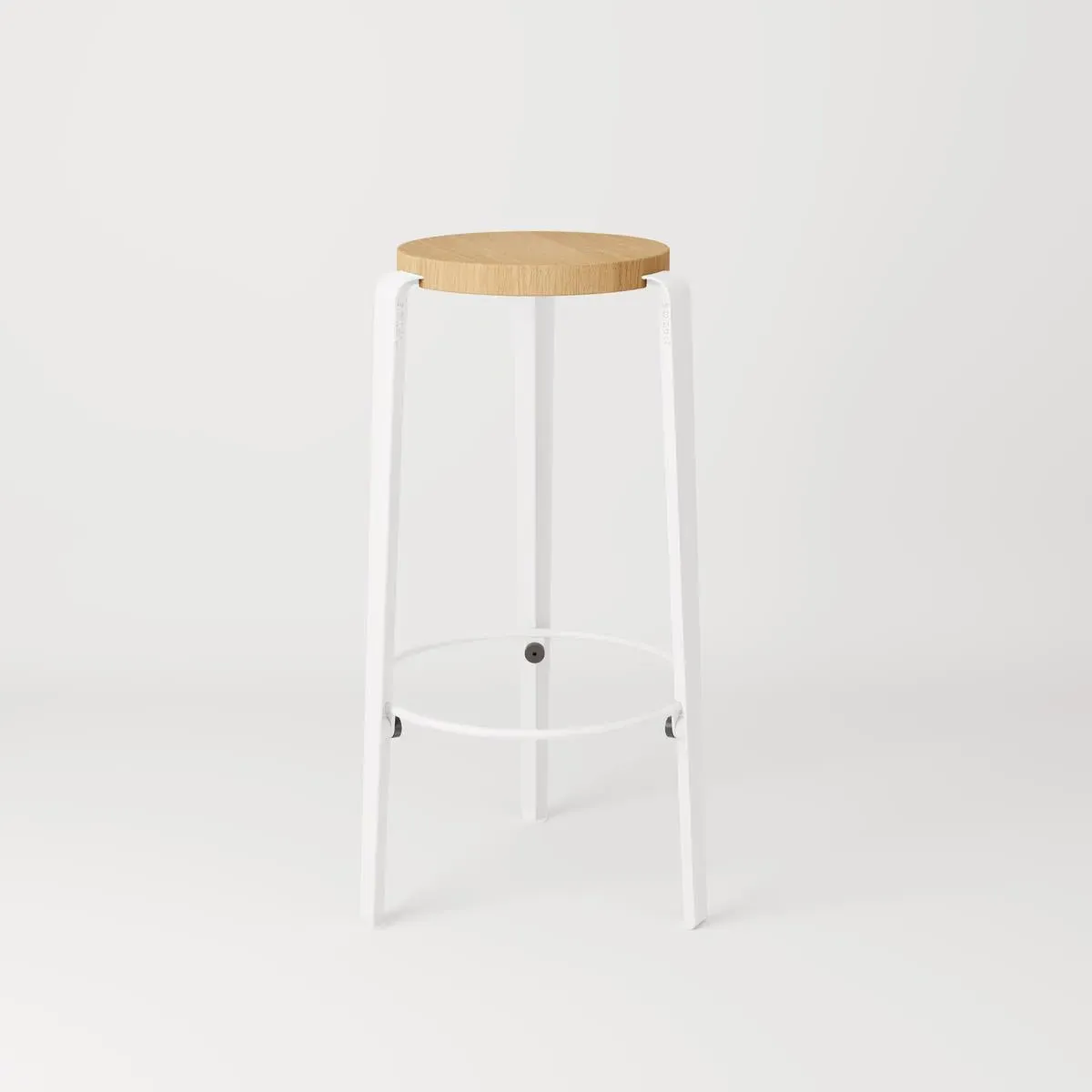 Counter Height Stool with Wooden Seat - White