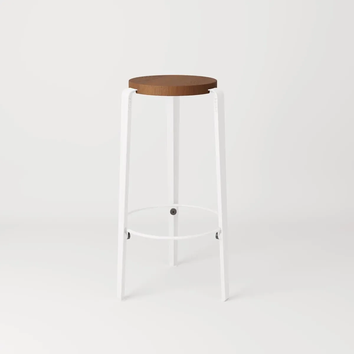 Counter Height Stool with Wooden Seat - White