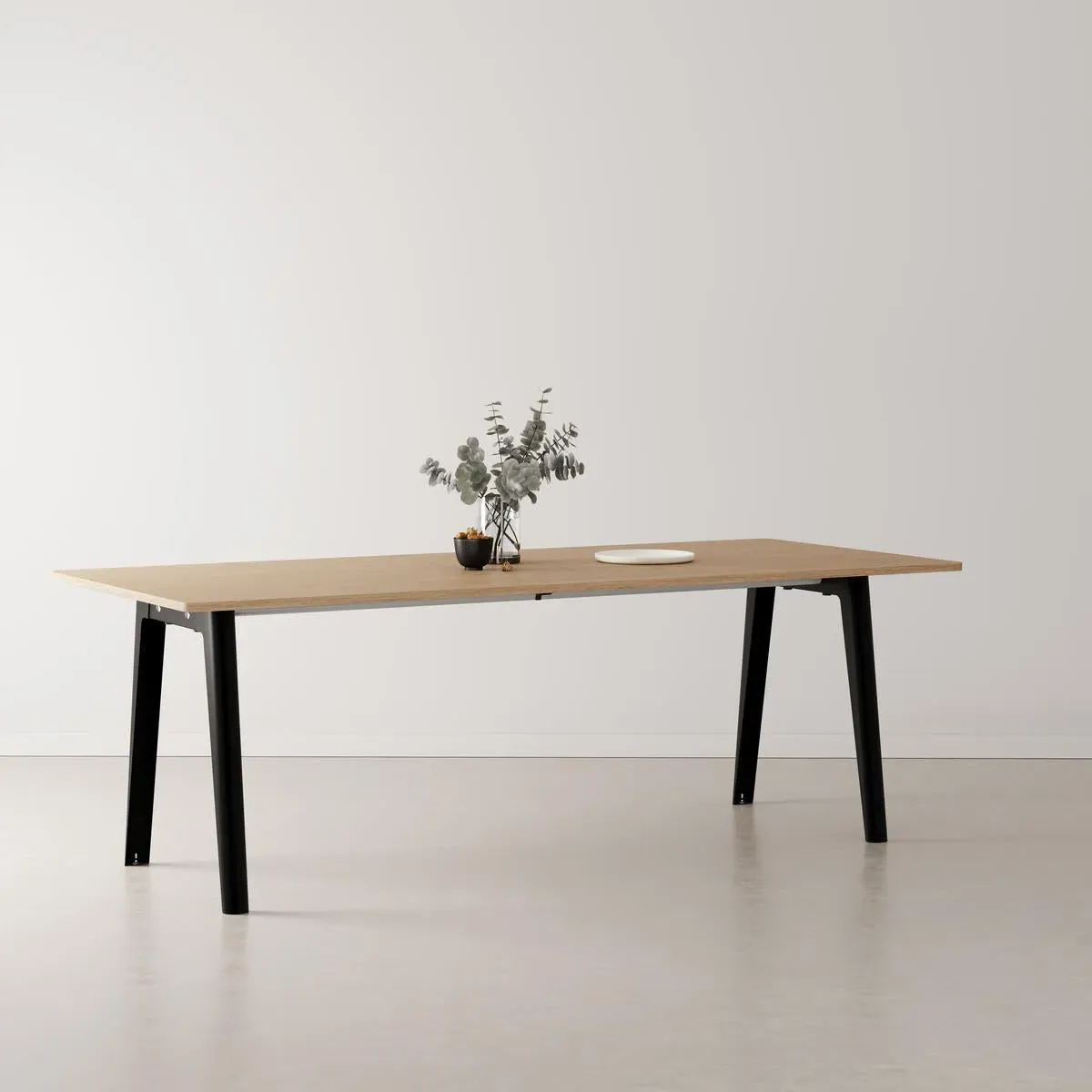 New Rectangular Dining Table - Graphite Black, Recycled Oak