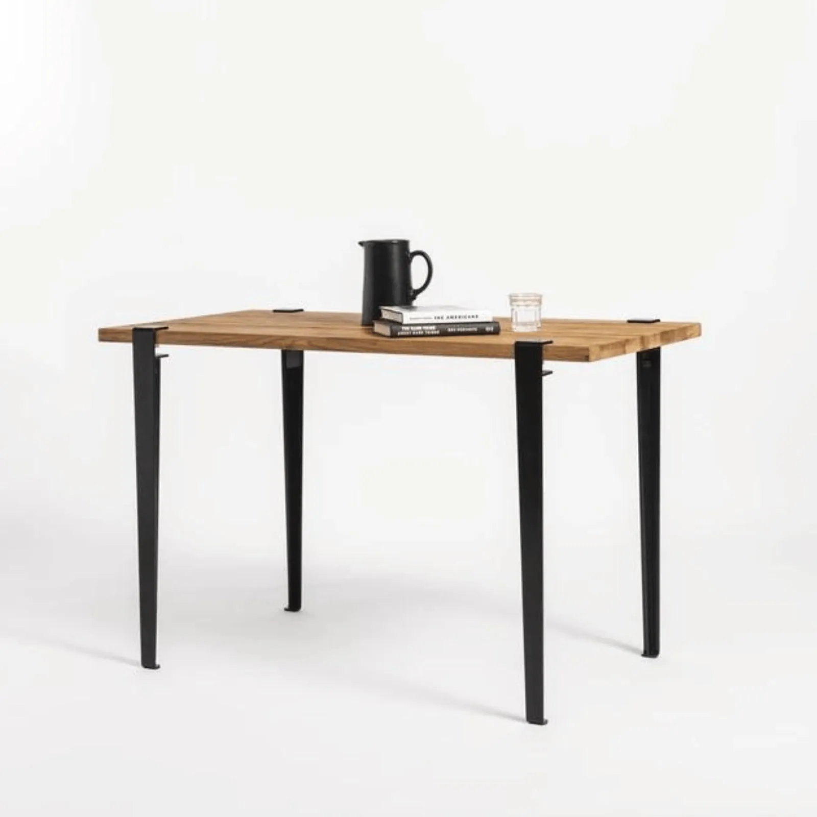 Noma Desk with Steel Legs - Red, Oak Wood