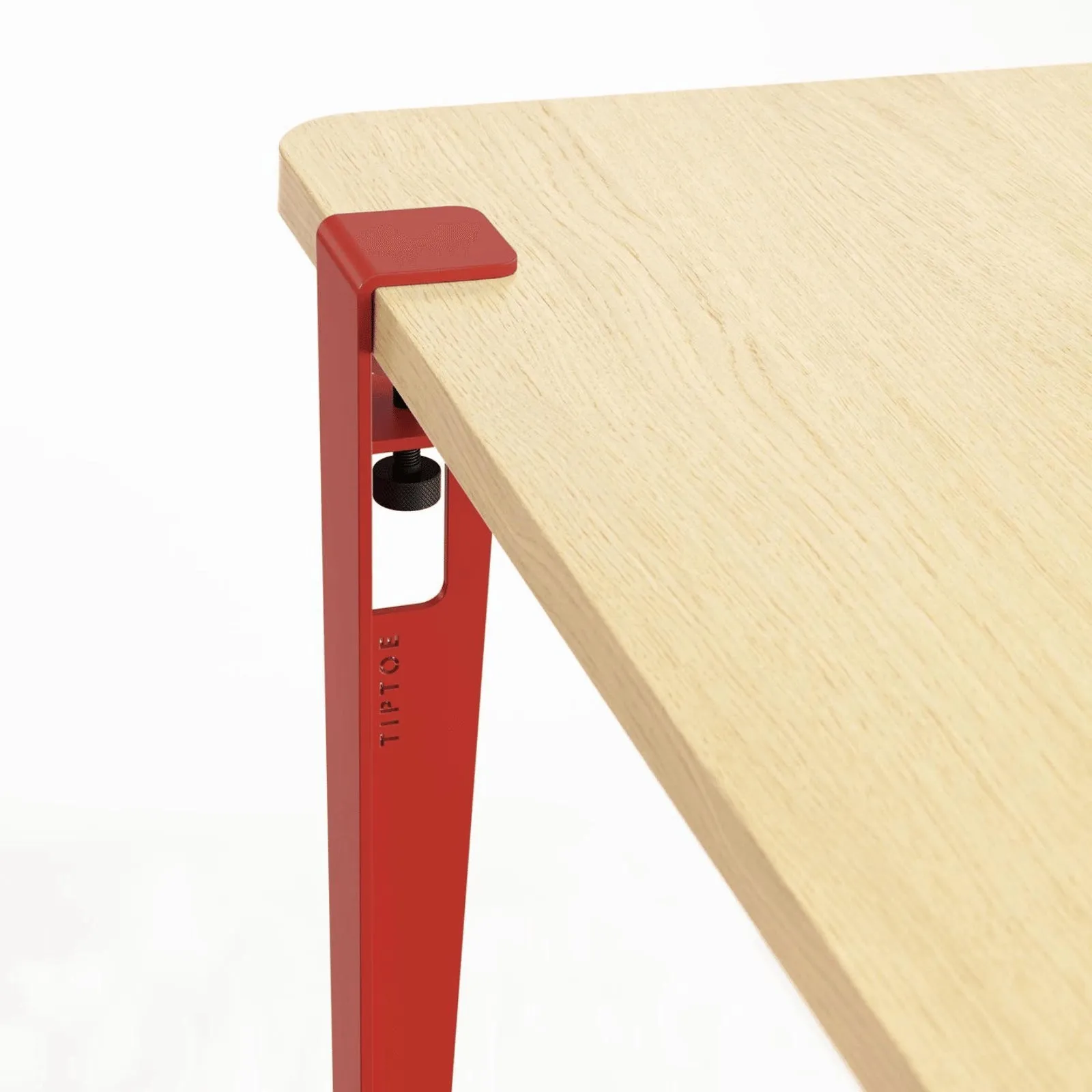Noma Desk with Steel Legs - Red, Oak Wood