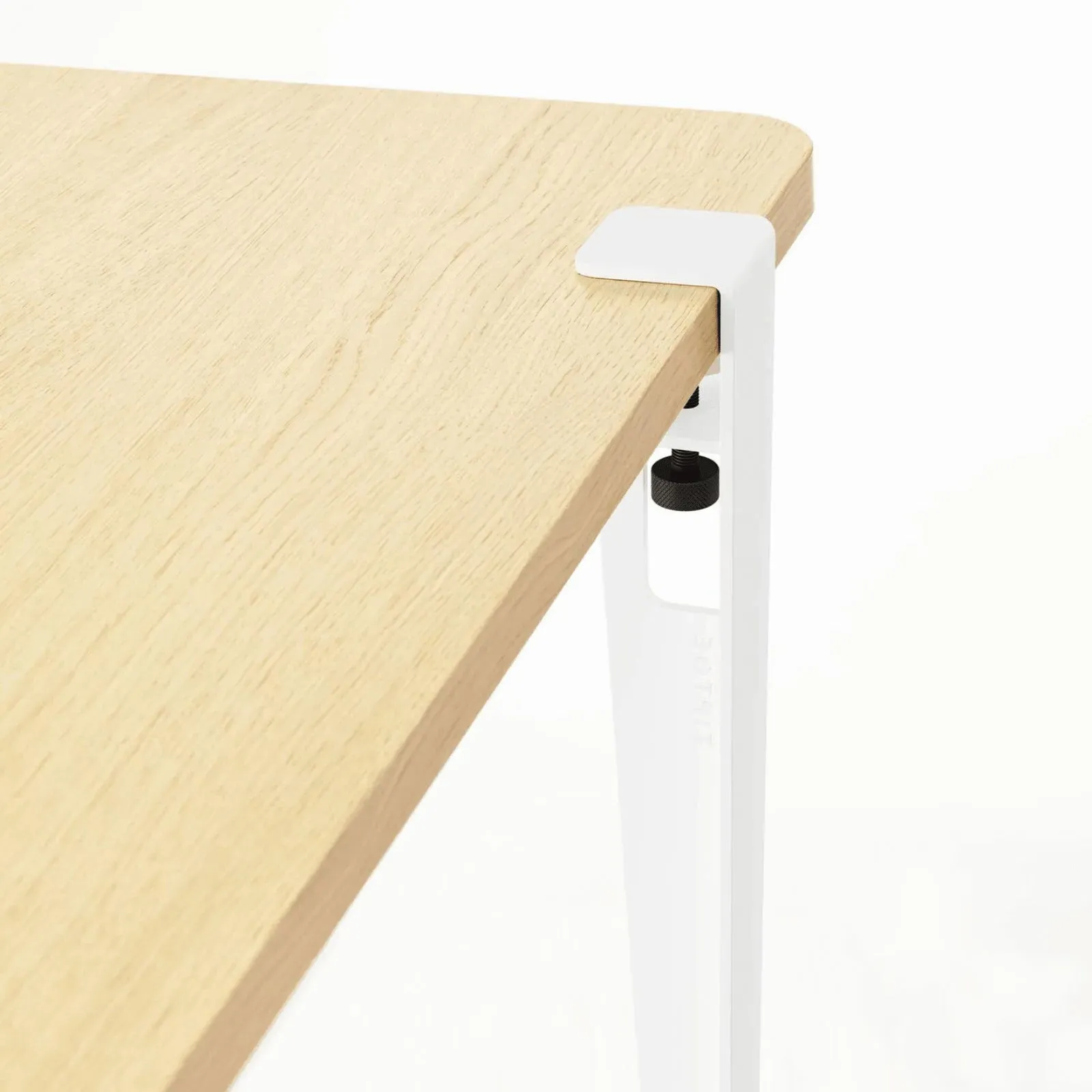 Noma Desk with Steel Legs - White, Oak Wood