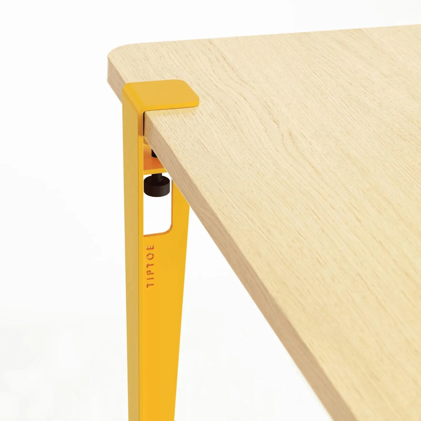Noma Desk with Steel Legs - Yellow, Oak Wood