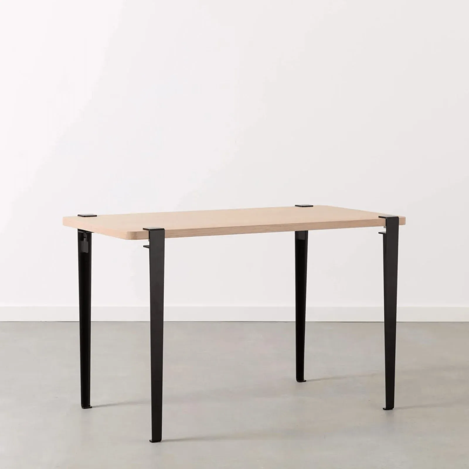 Office Desk with Steel Legs - Black, Oak Wood image