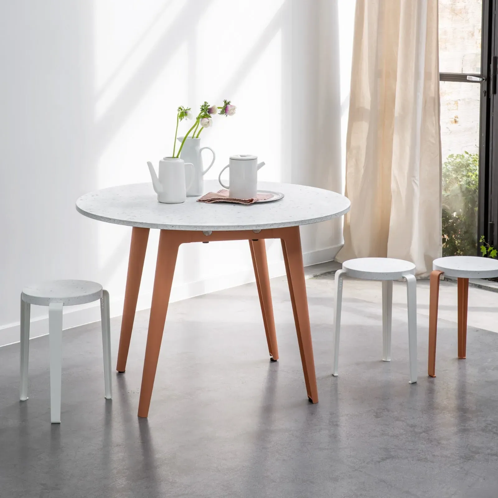 Stackable Stool - Grey, Oak Wood