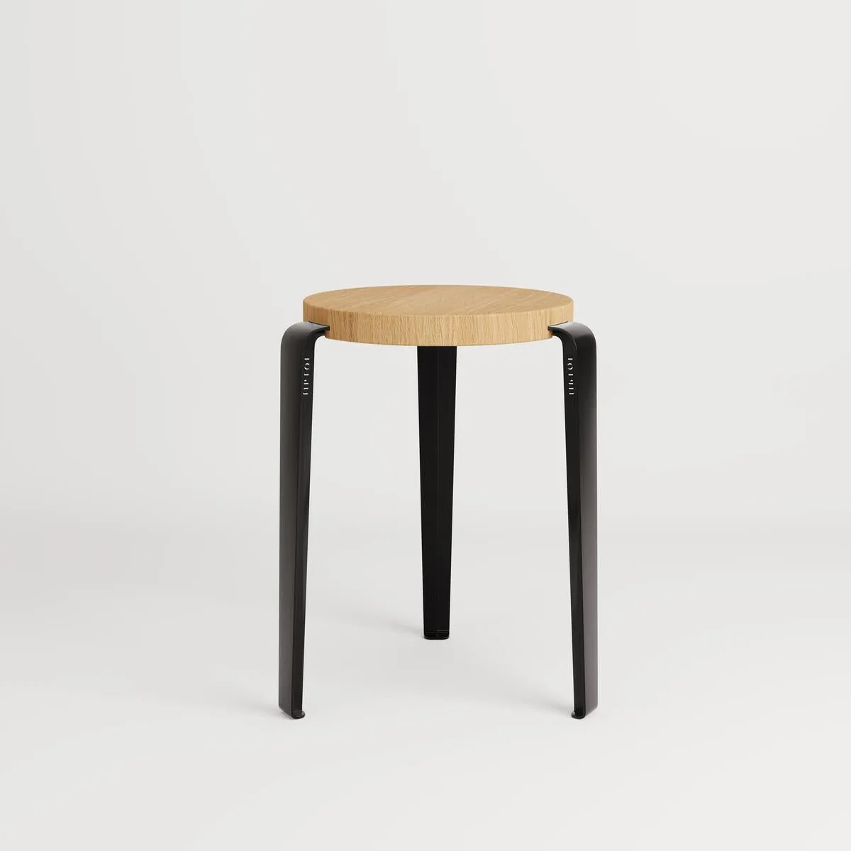 Stackable Stool with Wooden Seat - Black, Oak image