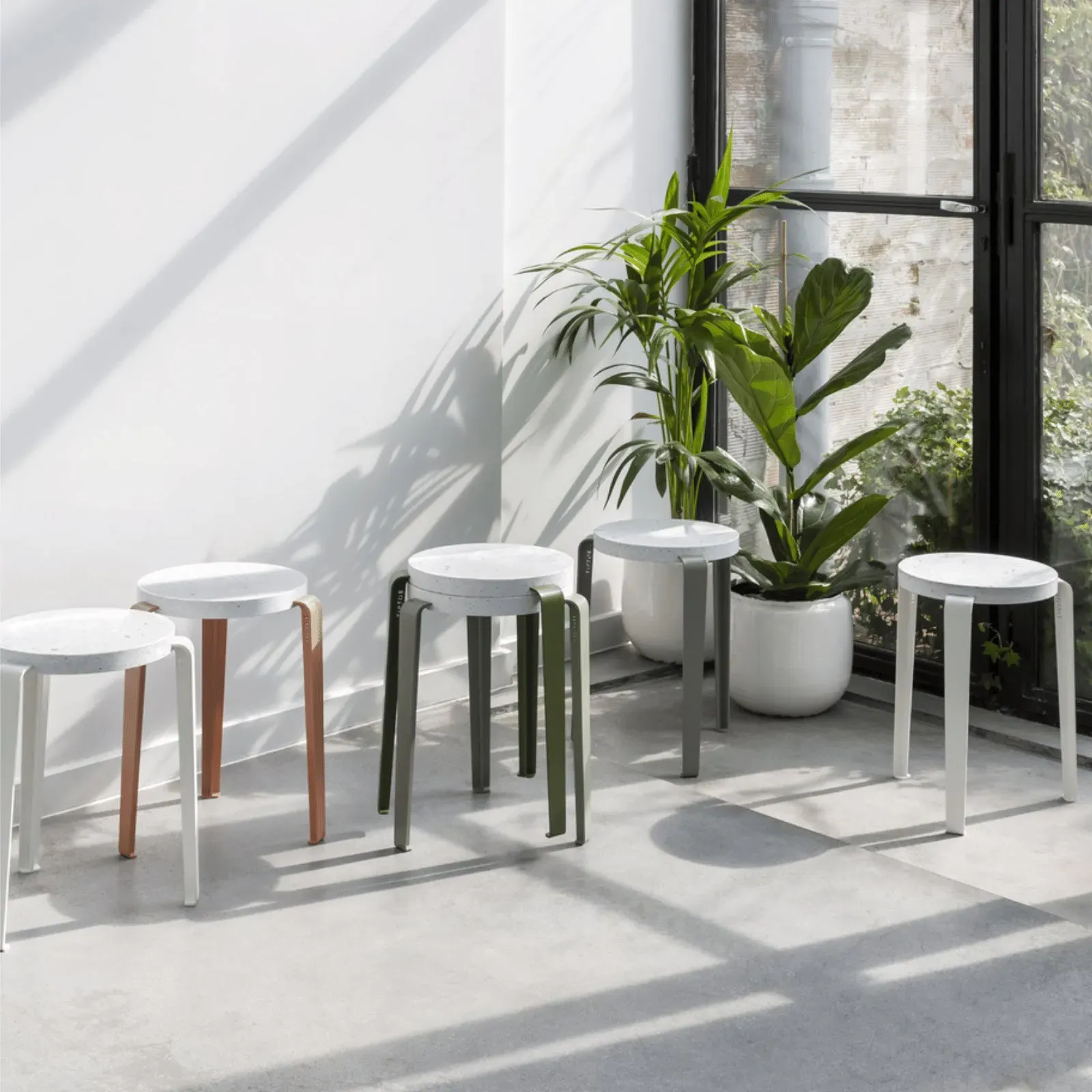 Stackable Stool with Wooden Seat - Grey, Oak