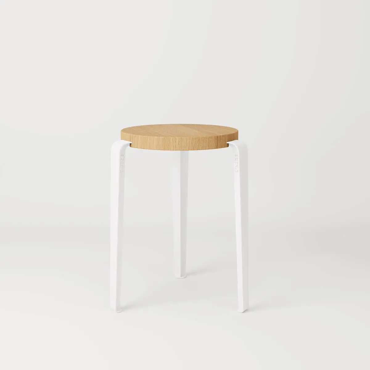 Stackable Stool with Wooden Seat - White, Oak