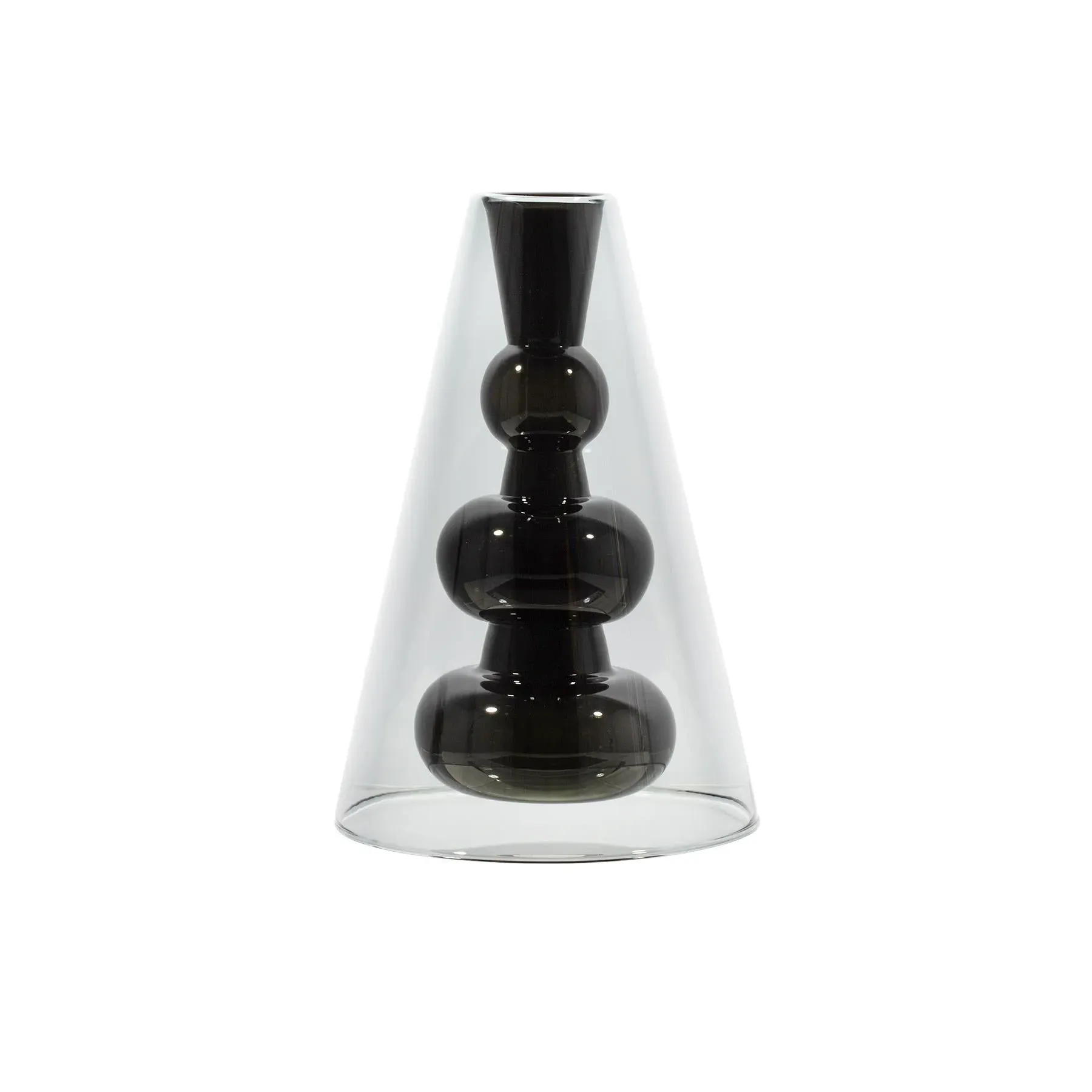 Cone Vase - Black, Borosilicate Glass