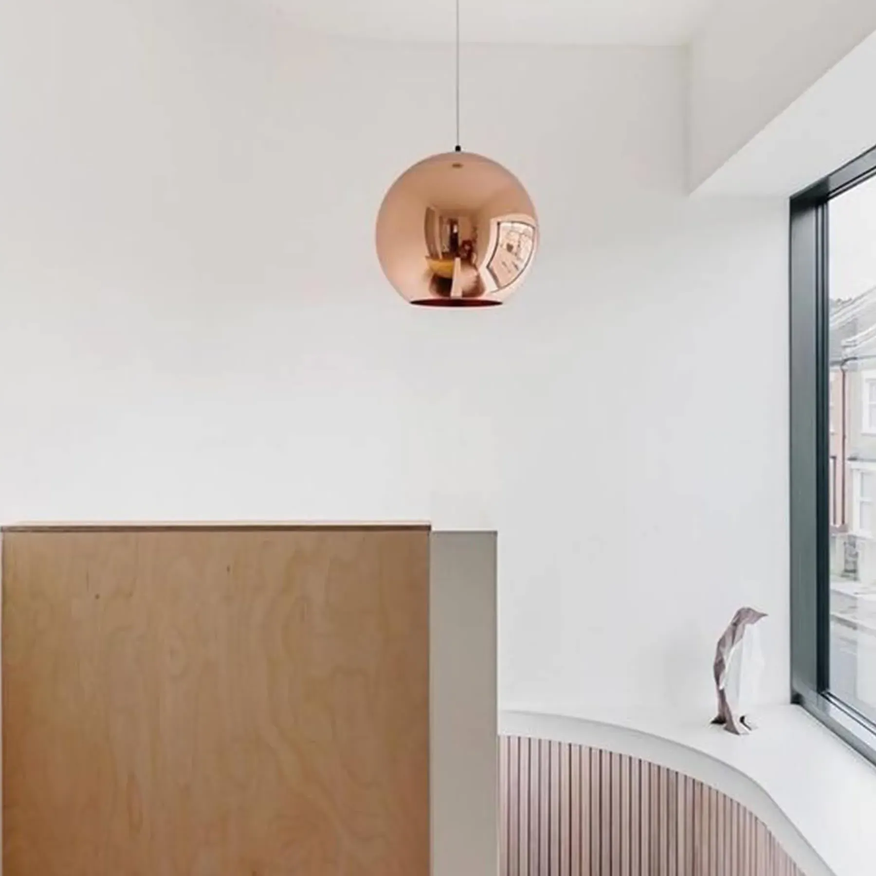 Copper Large Round LED Pendant Light - 45cm