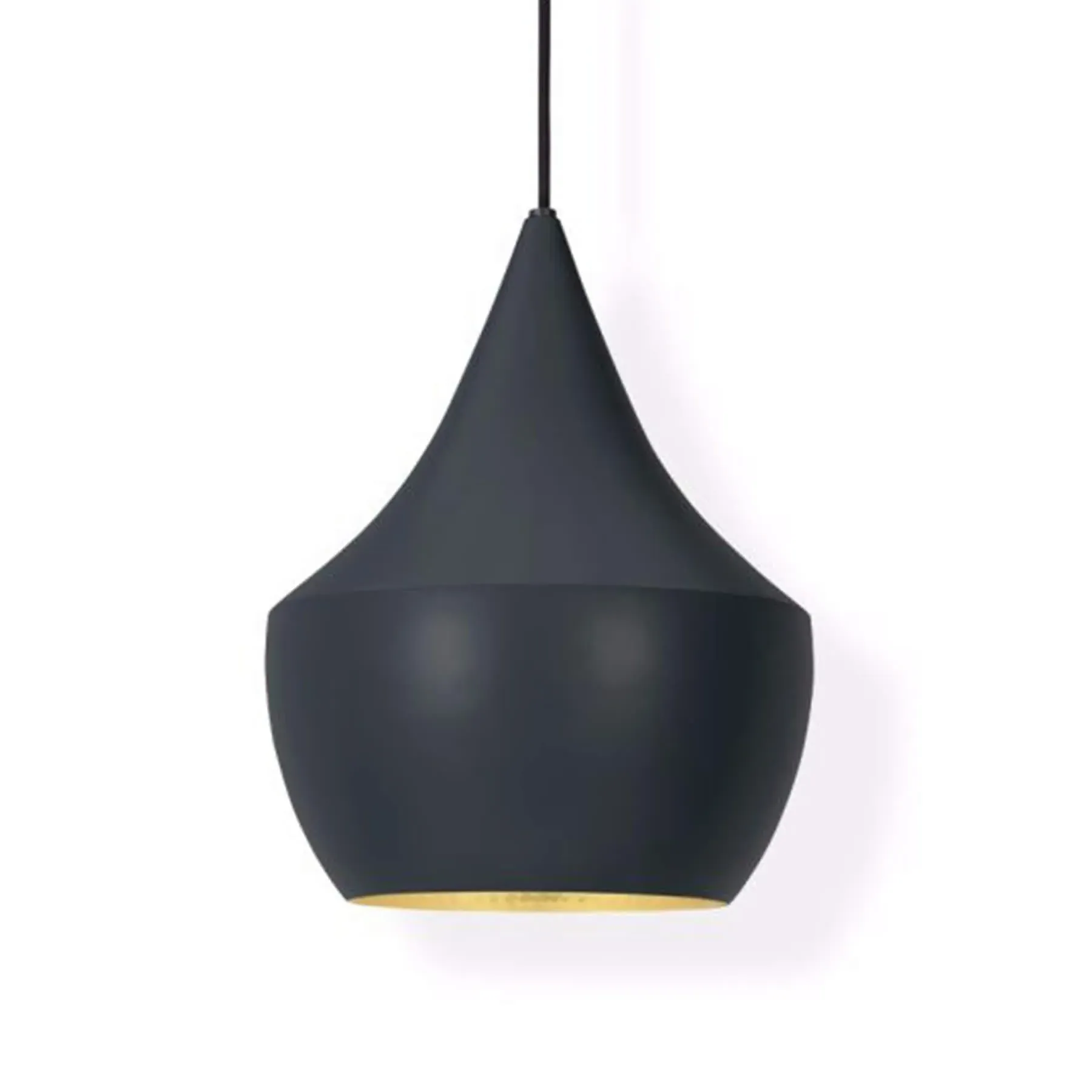 Fat LED Pendant Light - Black, Brass Interior