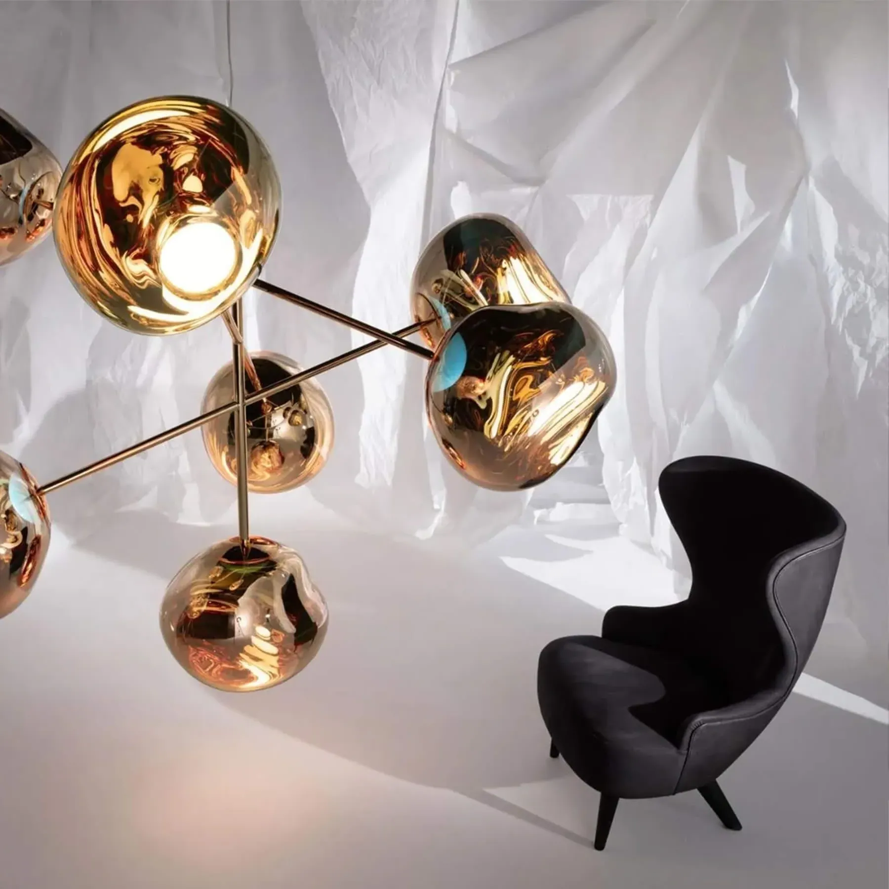 Large LED Chandelier - Opal, Glass