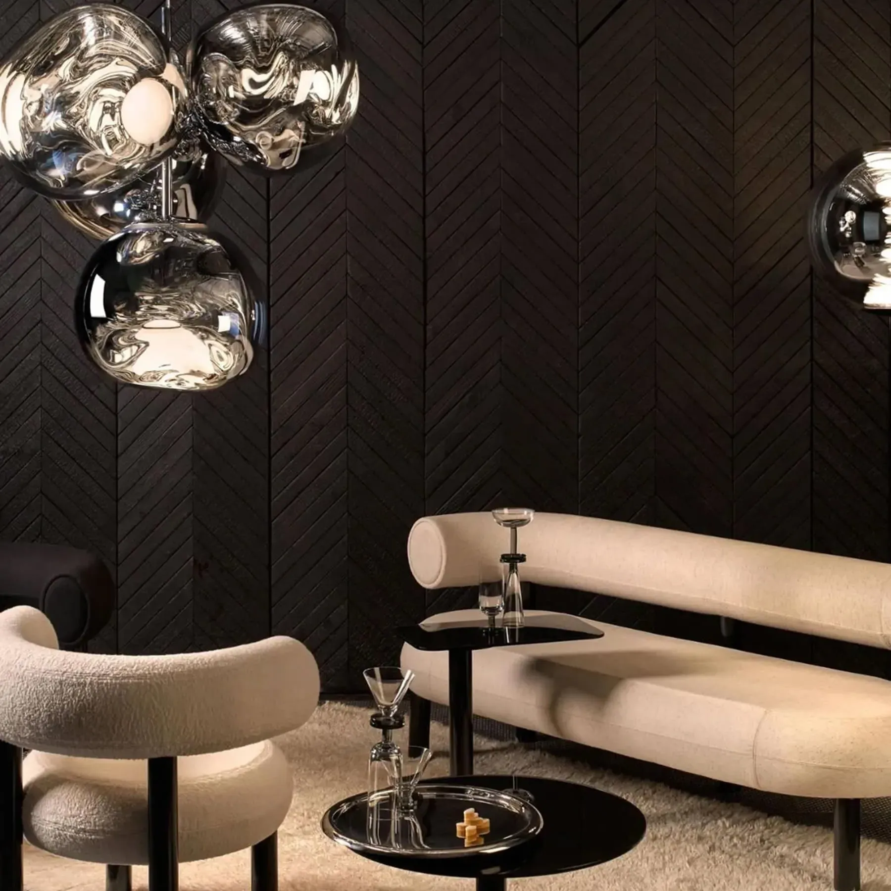 Large LED Chandelier with 7 Orbs - Smoke Glass